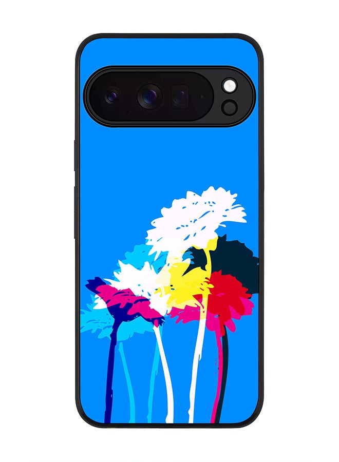For Google Pixel 10 Pro Case,Slim fit Camera Protection, Shockproof Thin Phone cover  - Bleeding Flowers (Blue)